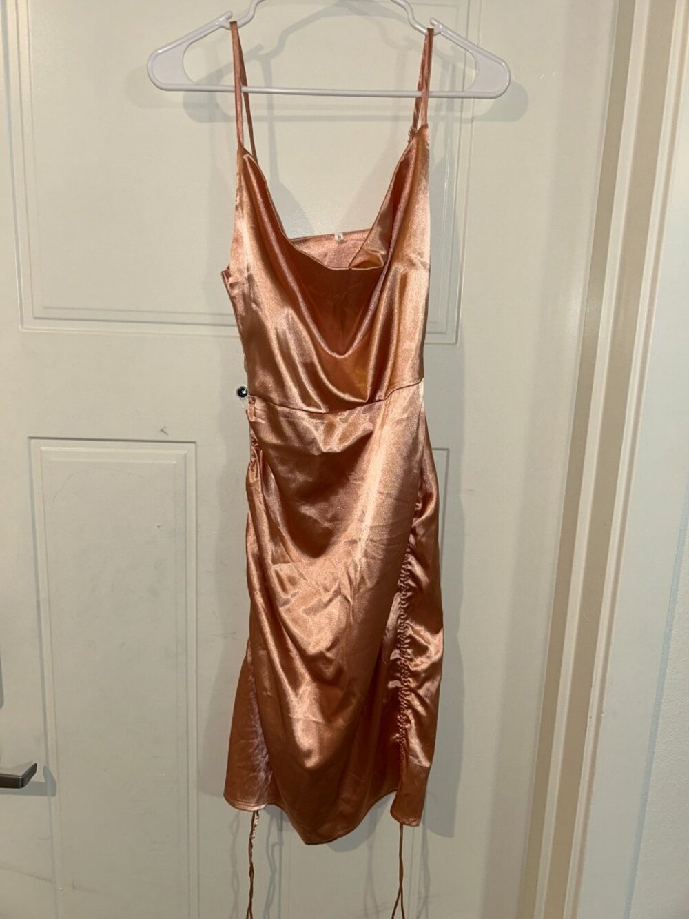 Light Orange Ruched Mini Dress - Picture 4 of 4
